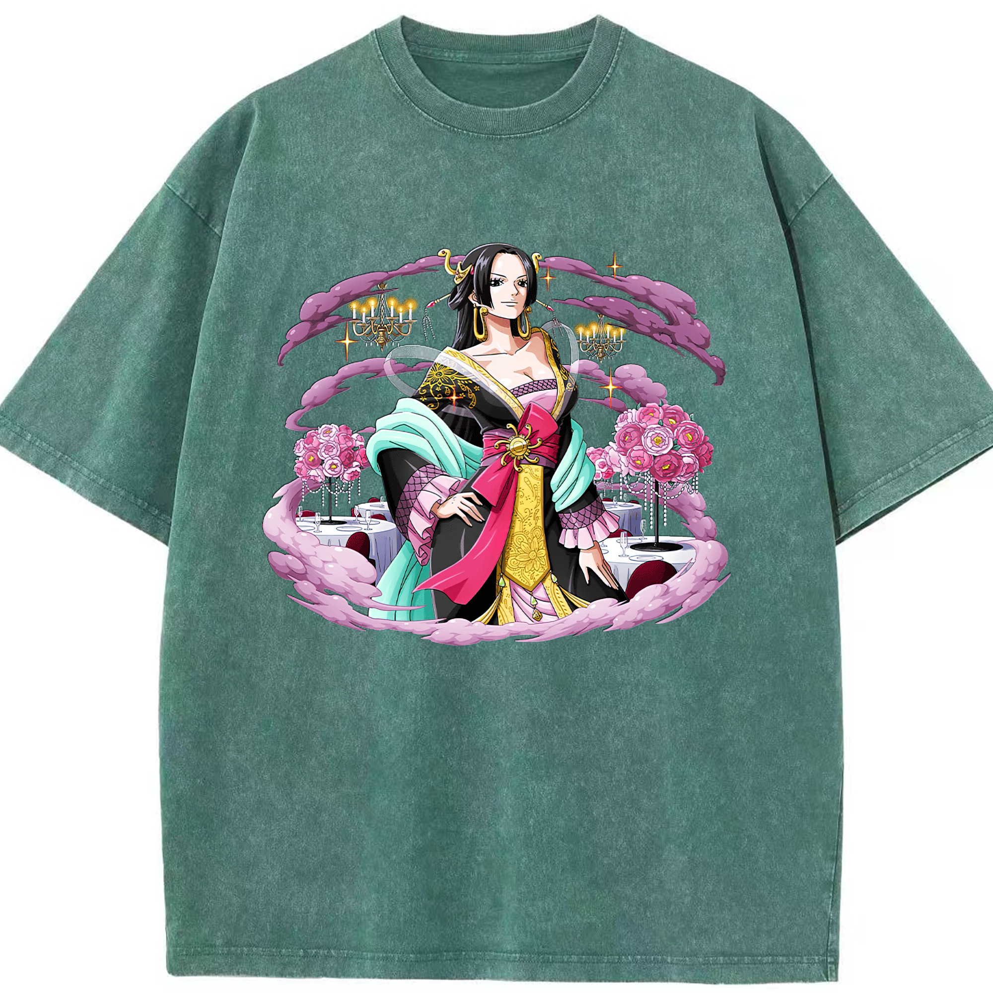 ワンピース ボア・ハンコック ONE PIECE Boa·Hancock 綿100% ヴィンテージ風 半袖Tシャツ（フロントプリント）